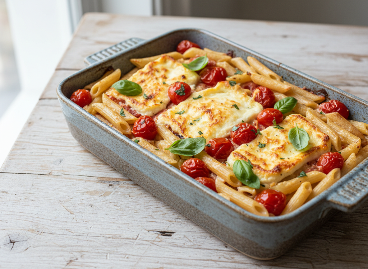 Pasta feta al horno: la receta viral con solo 5 ingredientes